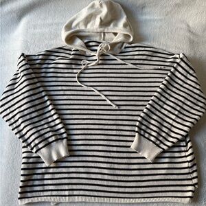 POL Black and Cream Striped Hooded Sweater
